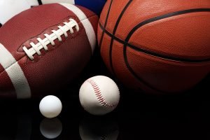 Football, basketball, baseball, golf ball.